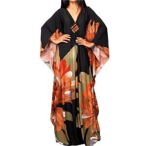 Ethnic Print Kaftan Beach Cover Up Plus Size Swimsuit Cover Up Elegant